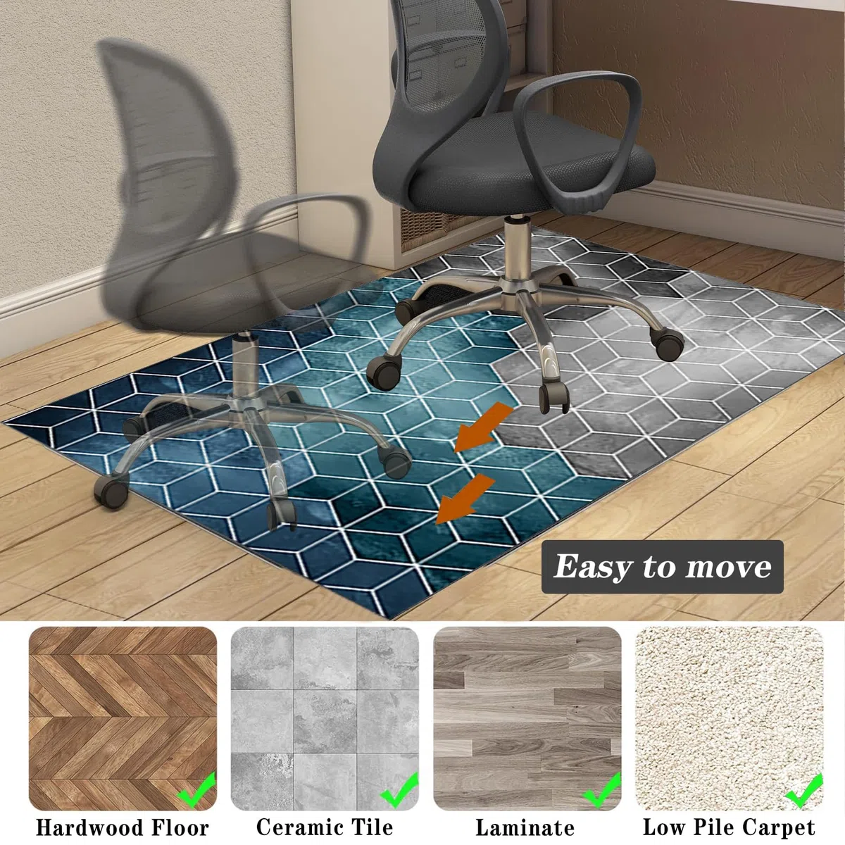 Tapis de Protection pour Chaise de Bureau, Tapis Gaming Sol, 180 x 200 cm Tapis sous Chaise Bureau pour parquet, sols durs, Fauteuils de Gaming, Tapis pour Chaise de Bureau, Tapis de Sol Gamer