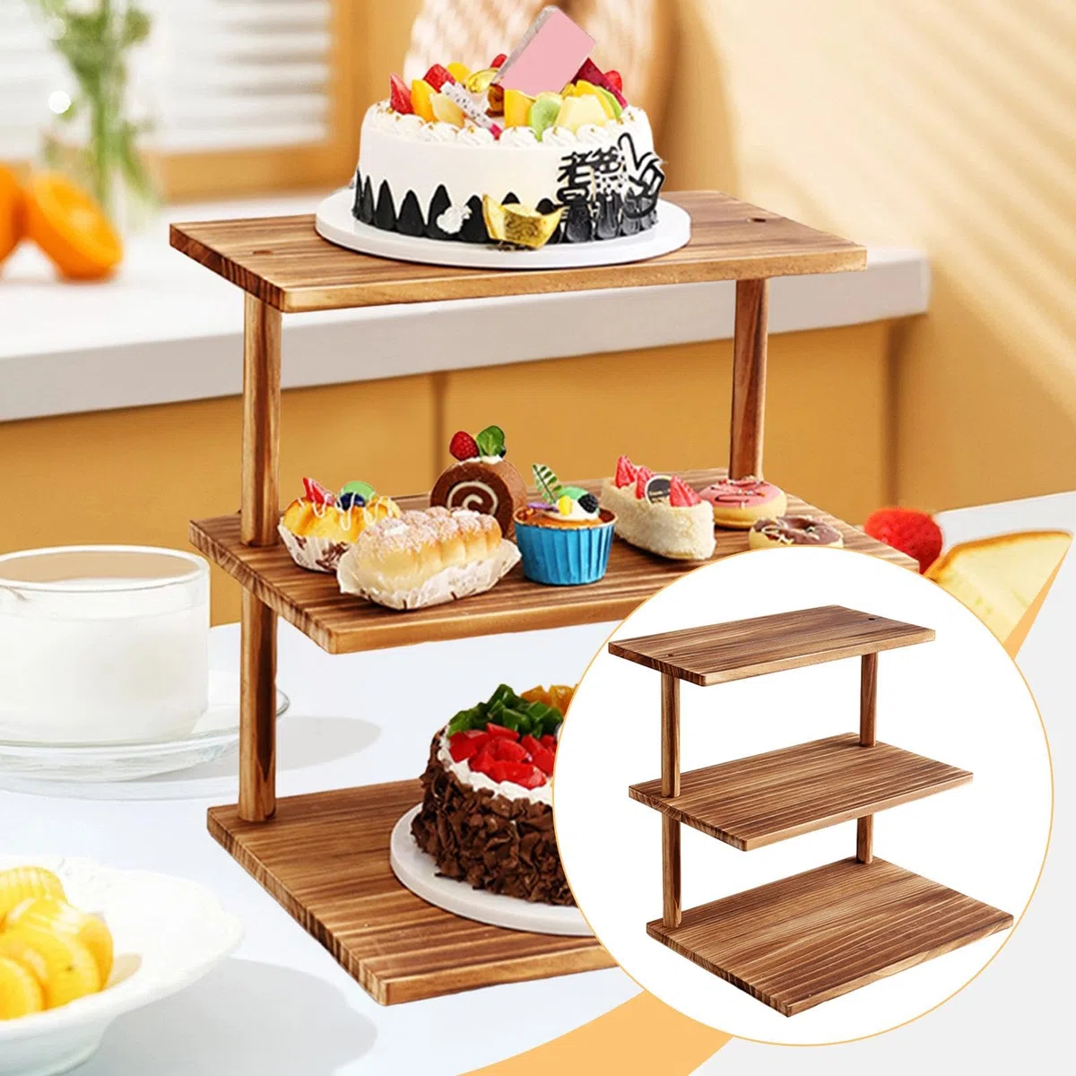 Présentoir à Cupcakes En Bois à 3 étages pour Exposer Vos Desserts, Idéal pour La Cuisine.