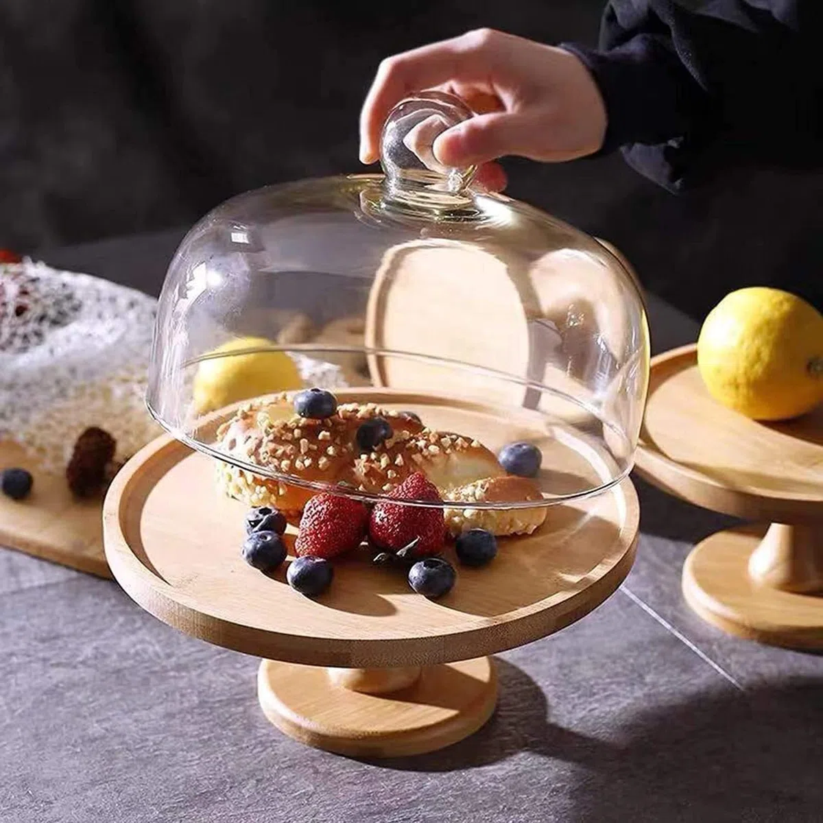 Présentoir à gâteaux, Table à Desserts, hôtel, Restaurant, présentoir à gâteaux, Fromage et Pain, Couvercle de Conservation des Aliments (Taille : 24,8 cm) (20 cm)
