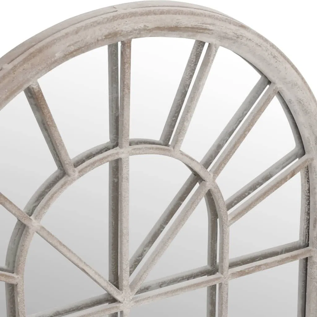 vidaXL Miroir de Jardin Miroir Mural Miroir Suspendu Meuble de Patio Décoratif Terrasse Balcon Extérieur Sable 90x45 cm Fer pour Utilisation