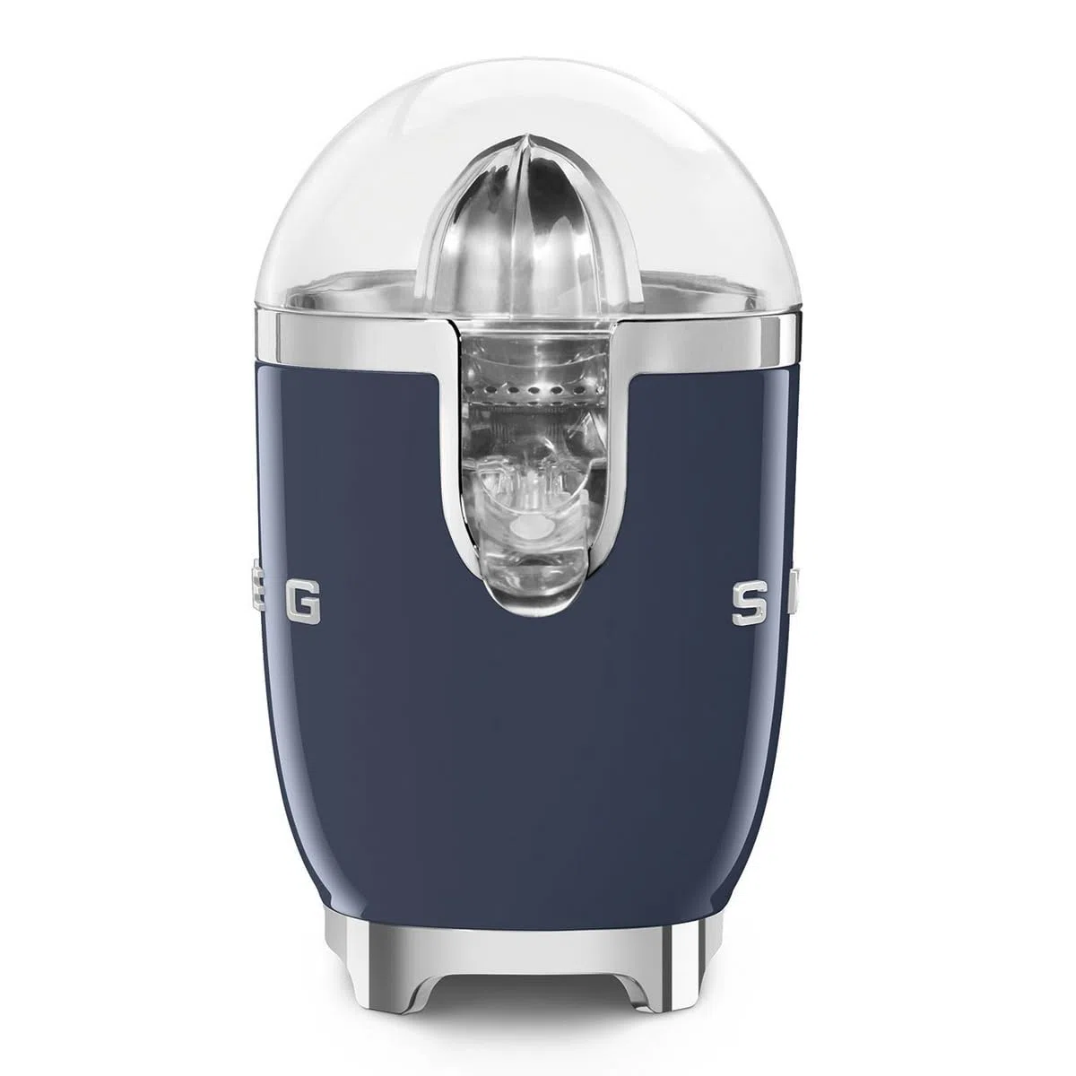 Smeg, Presse Agrumes Électrique CJF11NBEU, Mise en Marche Automatique à Pression, Bec Anti-goutte et Cône Universel, Base Antidérapante, Range Cordon Intégré, 70W, Blue Navy