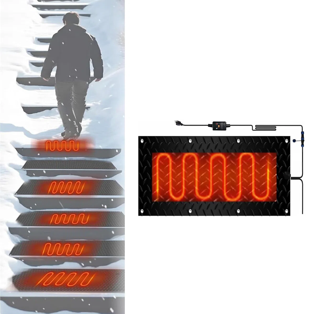 Tapis de sol en caoutchouc antidérapant pour éliminer la neige et la glace en hiver (25,4 x 76,2 cm x 1 pièce)