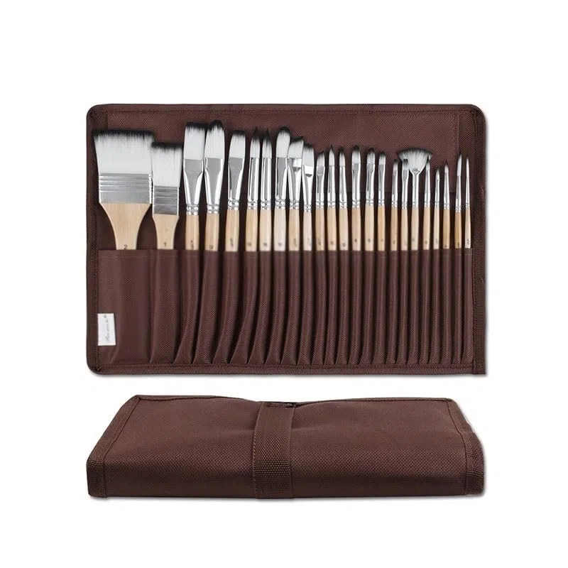 Ensemble De 24 Pinceaux en Nylon pour La Peinture À La Gouache, Destinés Aux Artistes Et Étudiants.(Style 2)