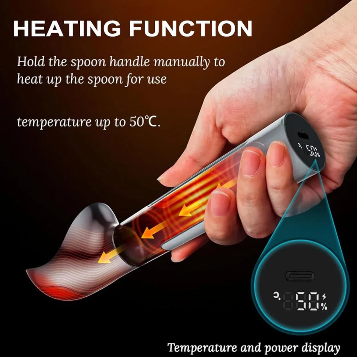 Lot de 2 cuillères à glace chauffantes électriques rechargeables thermostatiques étanches faciles à nettoyer Idéal pour tous les âges 56,7 g