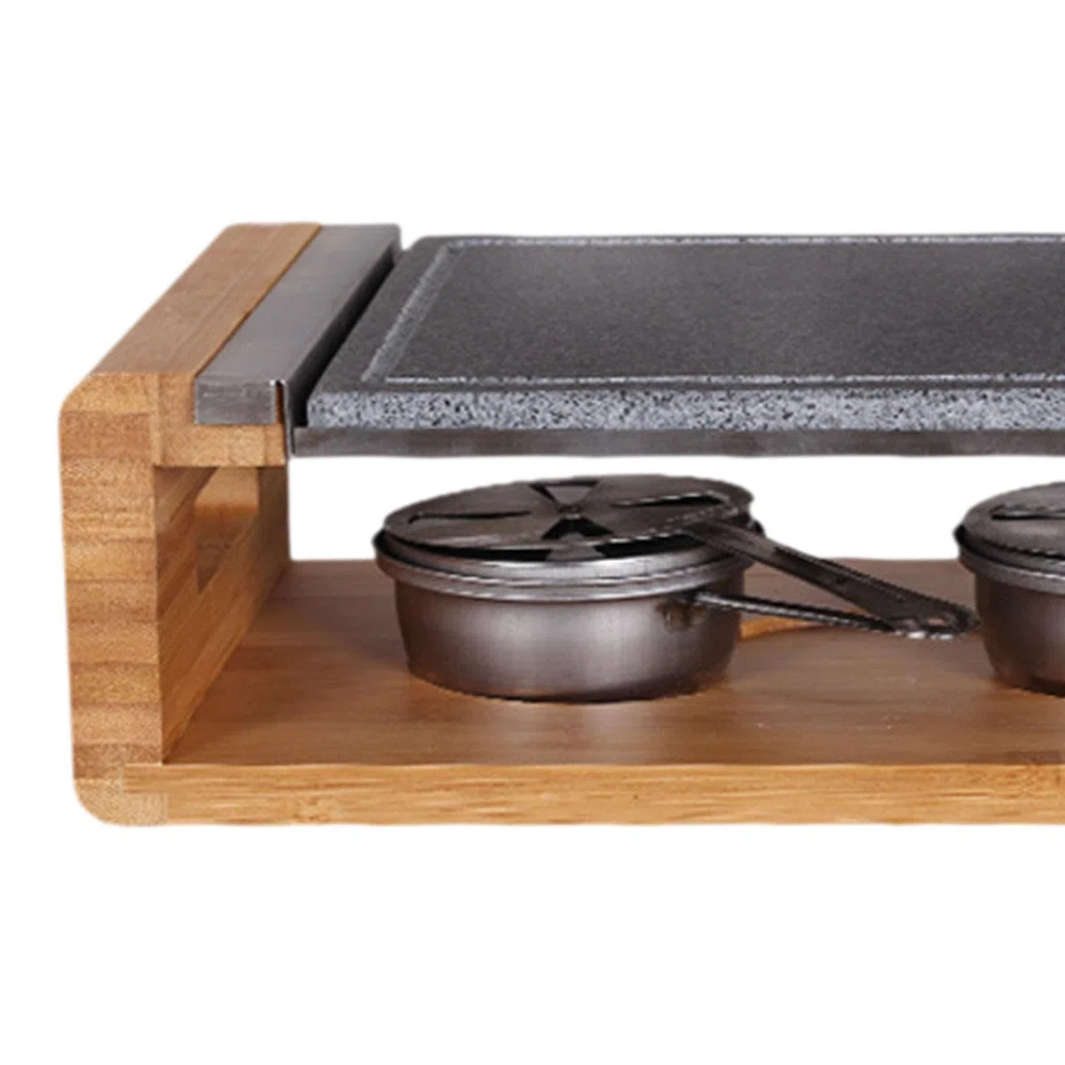 Plaque de Cuisson en Pierre, Légère et Unique avec Support en Bois pour Steaks, Idéale pour Griller et pour Les Grillades en Extérieur, avec
