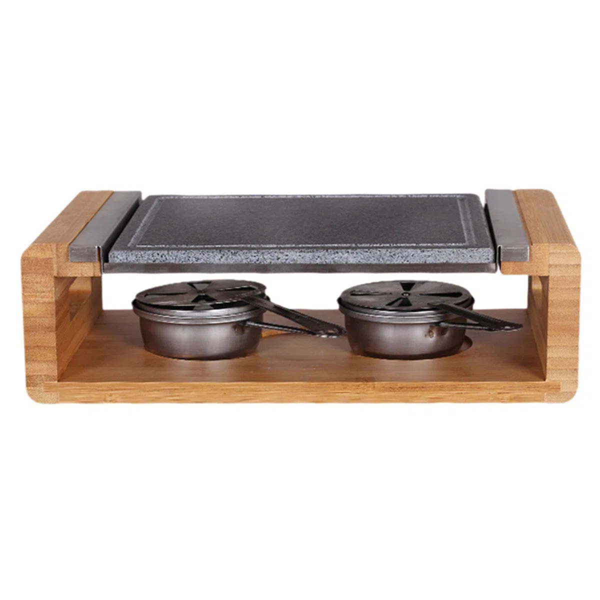 Plaque de Cuisson en Pierre, Légère et Unique avec Support en Bois pour Steaks, Idéale pour Griller et pour Les Grillades en Extérieur, avec