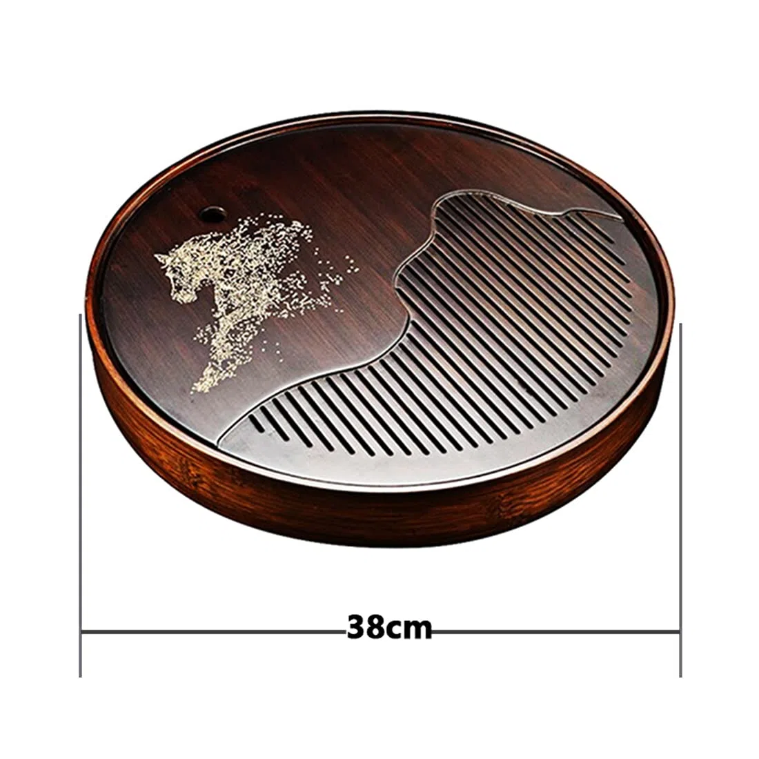 Plateau à thé en bambou, plateau de service japonais chinois gongfu avec réservoir, mini boîte à thé pour la maison