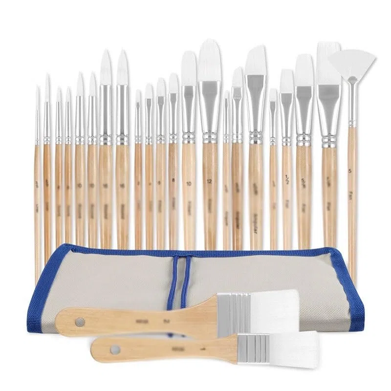 Ensemble De 24 Pinceaux en Nylon pour La Peinture À La Gouache, Destinés Aux Artistes Et Étudiants.(Style 2)