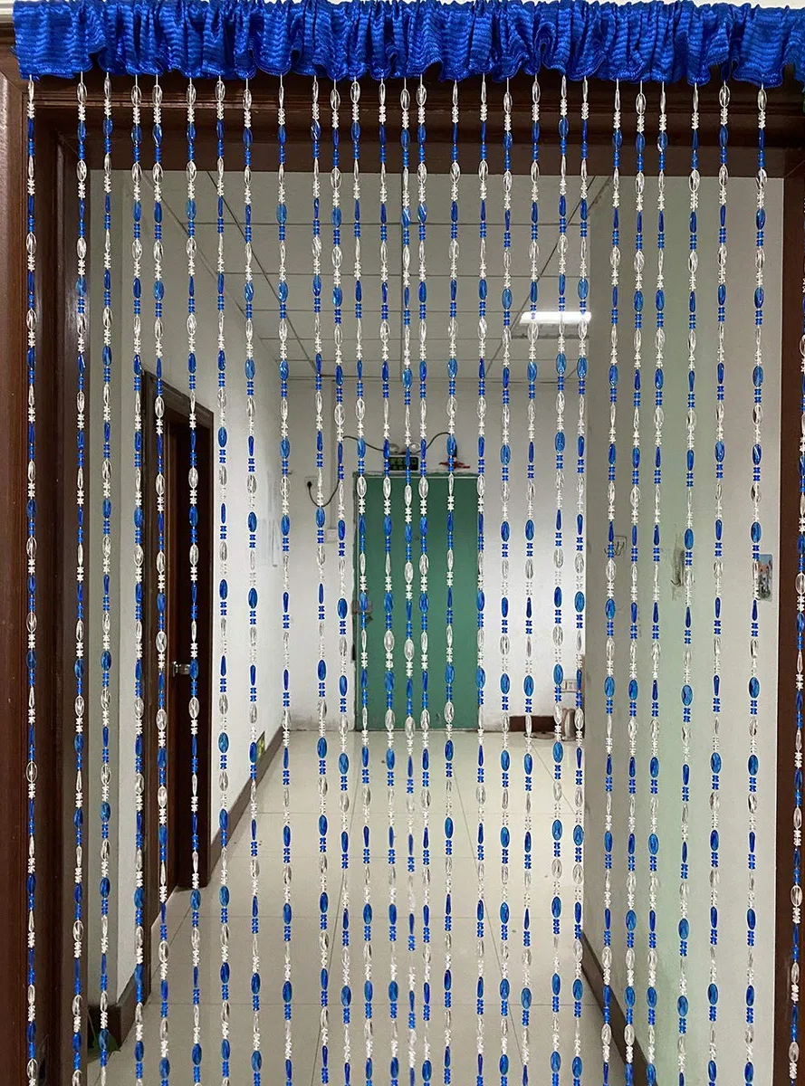 ZiDeTang Rideau de Porte en Acrylique avec Pompons Bleu foncé 300 x 250 cm