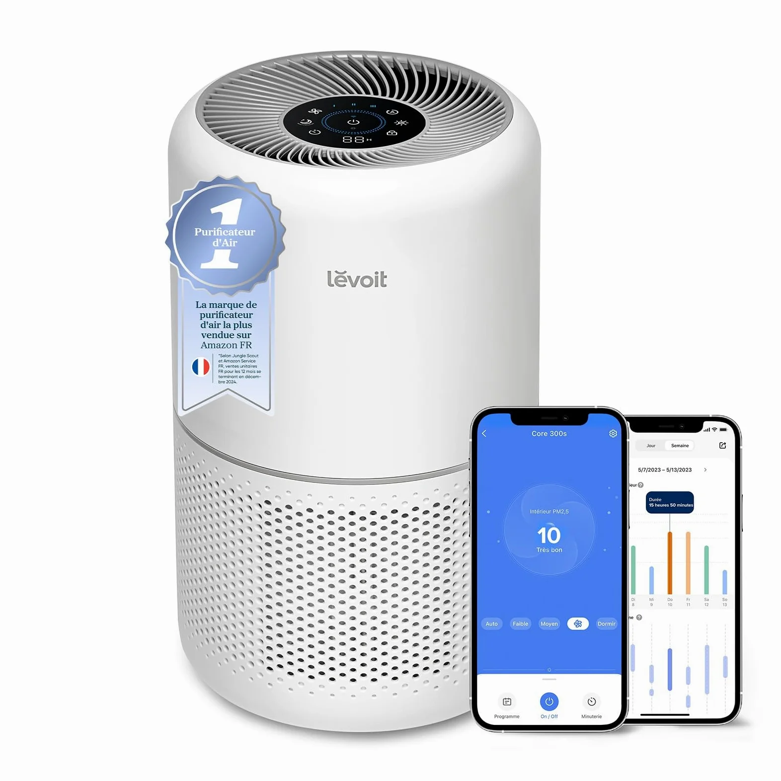 Levoit Core300S Purificateur d'Air CADR240m³/h HEPA Capture contre Allergie