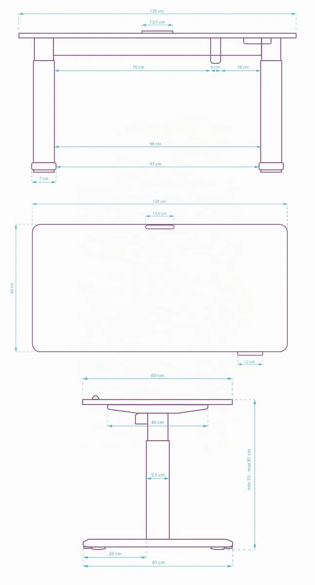 Ultradesk - Pulsar Bureau Enfant Électrique Réglable en Hauteur - 120x60x55-81cm - pour 2 Moniteurs - pour Chambre d’Enfant, d’Adolescent - Blanc
