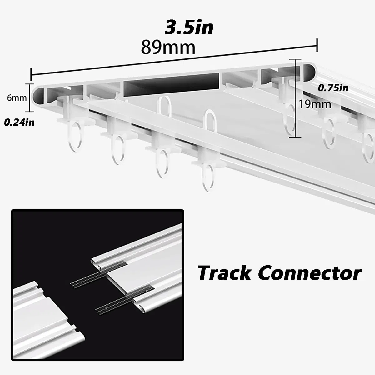 Ensemble de rails de rideaux doubles – Support plafond de 3 m avec rouleaux silencieux pour une installation facile – Système double rail blanc pour chambre à coucher et salon – Couleur champagne