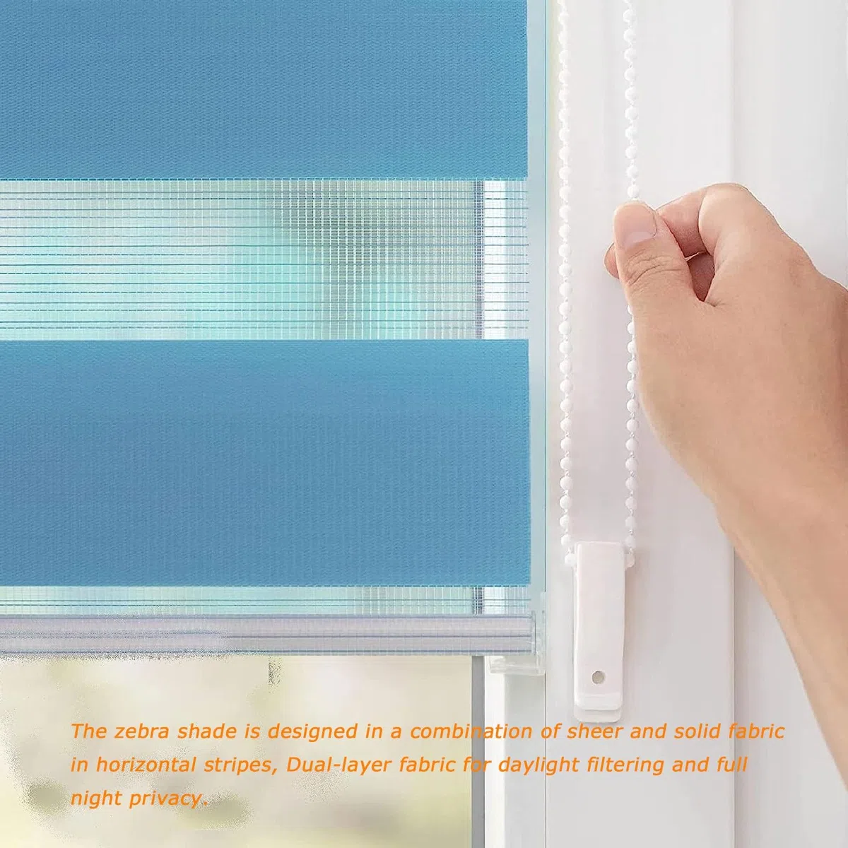 Store Enrouleur Jour Nuit 90 x 240 cm Protection Solaire et Visuelle Protection Solaire Intimité Écran Facile à Montage pour Chambre Salon Cuisine Salle de Bain, Bleu