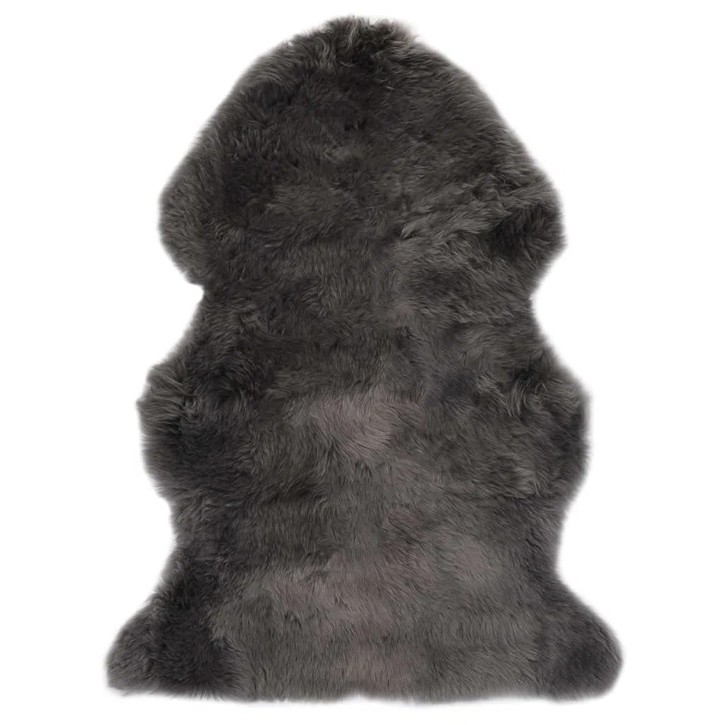 Tapis en peau de mouton - 60 x 90 cm - Gris clair - À poils longs et moelleux - Pour chambre à coucher - Tapis de zone doux - Décoration confortable - En peau d'agneau véritable