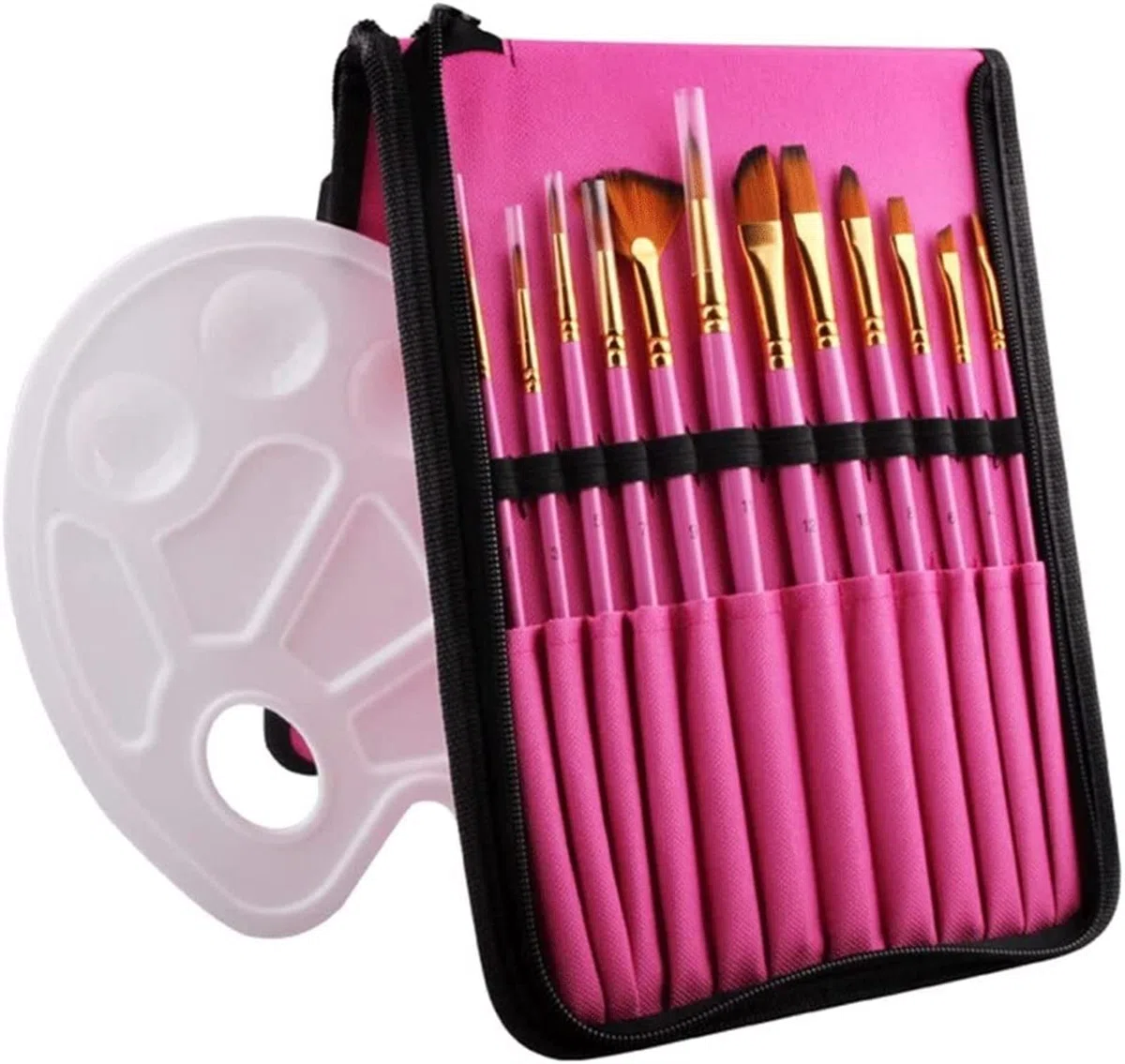 Ensemble De Pinceaux en Nylon 12 Pièces, Ensemble De Pinceaux Professionnels, Boîte De Fournitures Scolaires, Ensemble De Peinture(Un)
