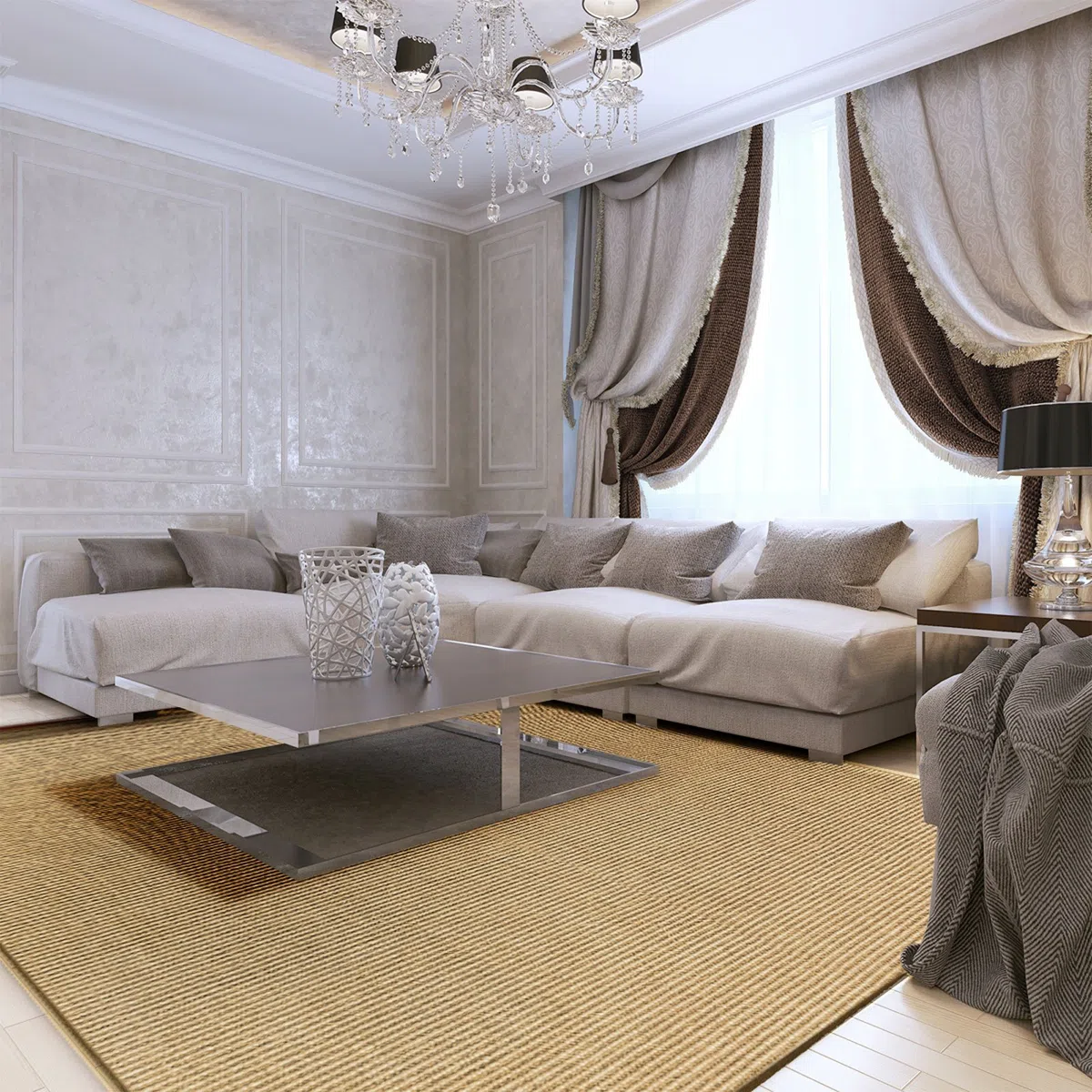 Floordirekt Tapis moderne en sisal avec bordure de qualité supérieure Dos : latex naturel (antidérapant), tailles
