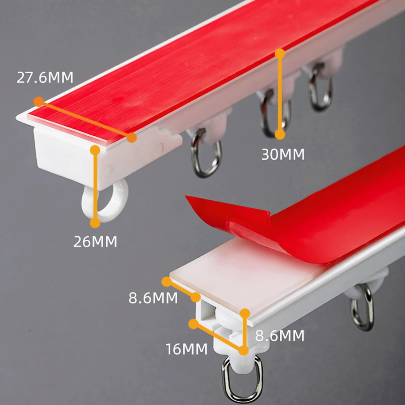 Rail autocollant de 3 m – Fixation au plafond ou au mur sans perçage Installation facile à chargement par le haut, parfait pour rideaux et rideaux Longueur 4,7 m