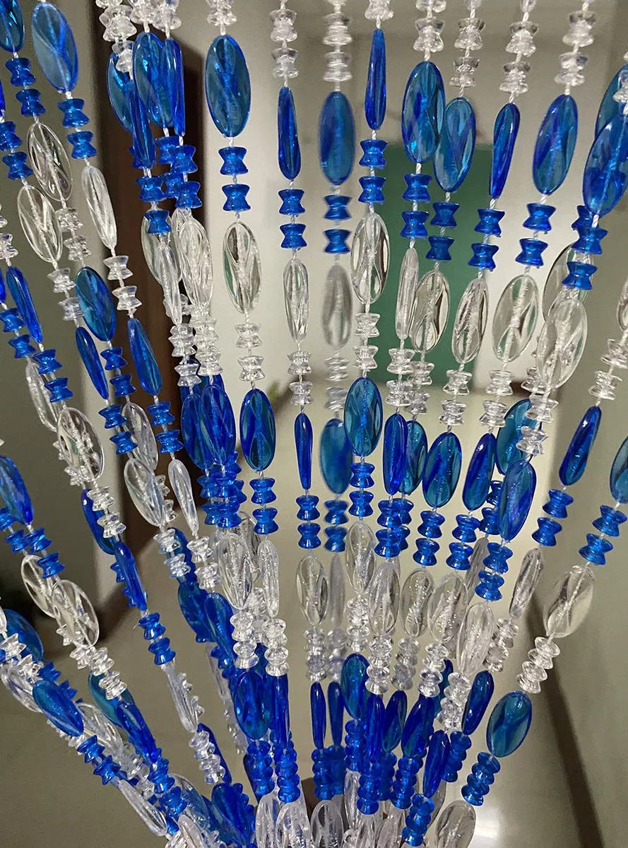 ZiDeTang Rideau de Porte en Acrylique avec Pompons Bleu foncé 300 x 250 cm