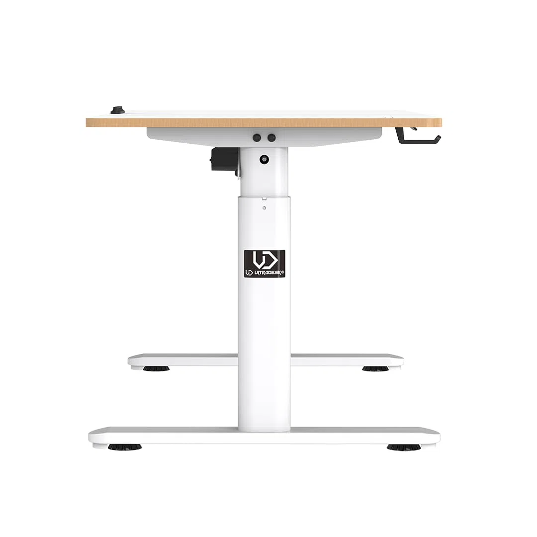 Ultradesk - Pulsar Bureau Enfant Électrique Réglable en Hauteur - 120x60x55-81cm - pour 2 Moniteurs - pour Chambre d’Enfant, d’Adolescent - Blanc