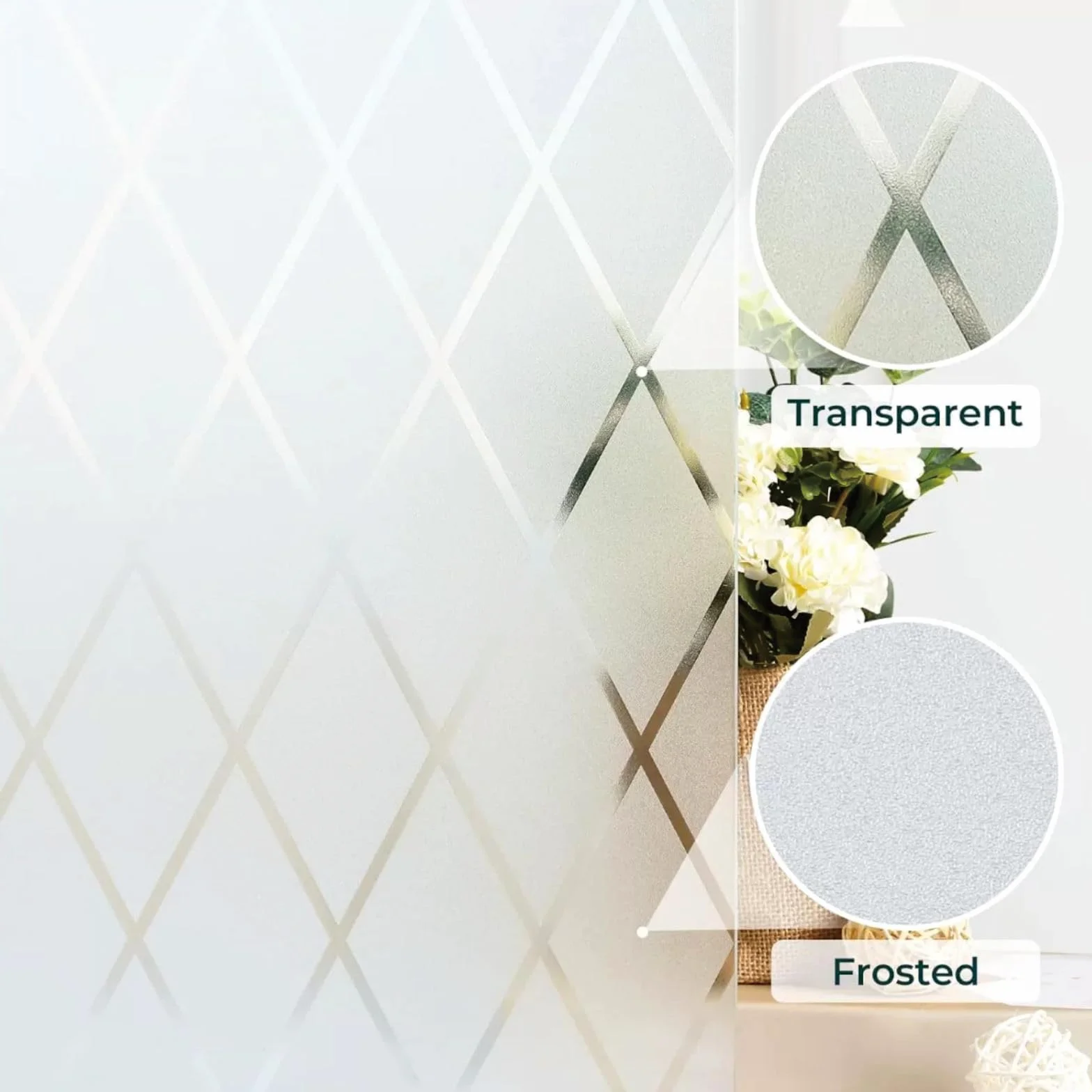 Film Fenetre Anti Regard Occultant 120 x 930 cm Brise-Vue, Statique Non Adhesif Anti UV Chaleur, Film pour Fenêtre Regard pour Chambre, Salle de Bain, Diamant