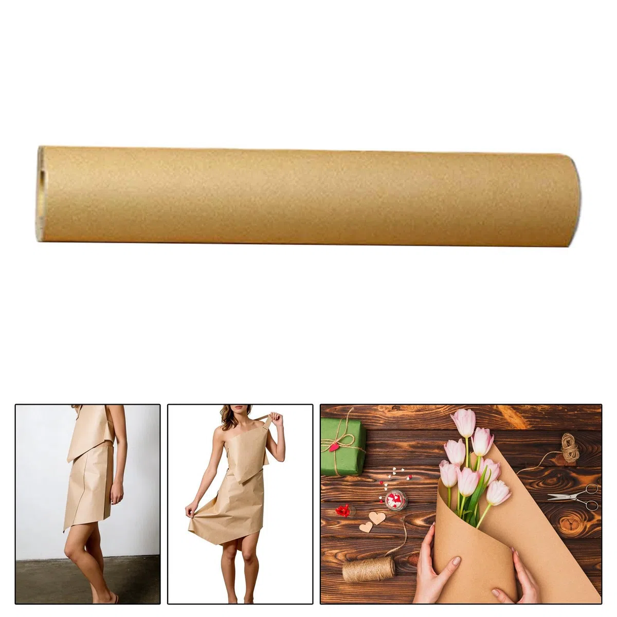 Oshhni Rouleau de papier brun pour emballage cadeau, papier décoratif multi-usage, largeur 31 pouces (79 cm) pour emballer, décorer une table de, 80 G 30 M