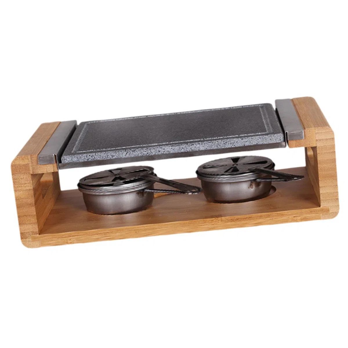 Plaque de Cuisson en Pierre, Légère et Unique avec Support en Bois pour Steaks, Idéale pour Griller et pour Les Grillades en Extérieur, avec