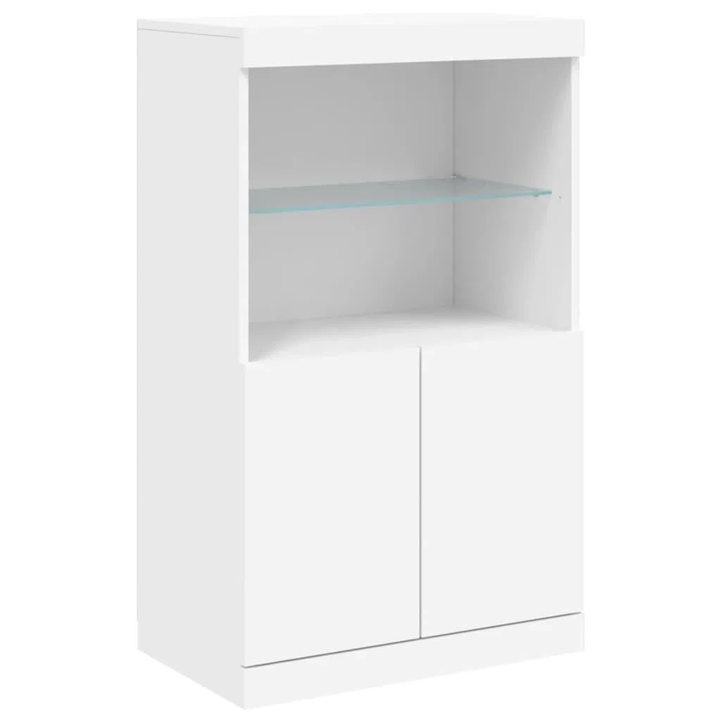 Buffet avec lumières LED blanches Buffet moderne avec lumières LED, grand rangement et surface vitrée résistante. 60,5 x 37 x 100 cm
