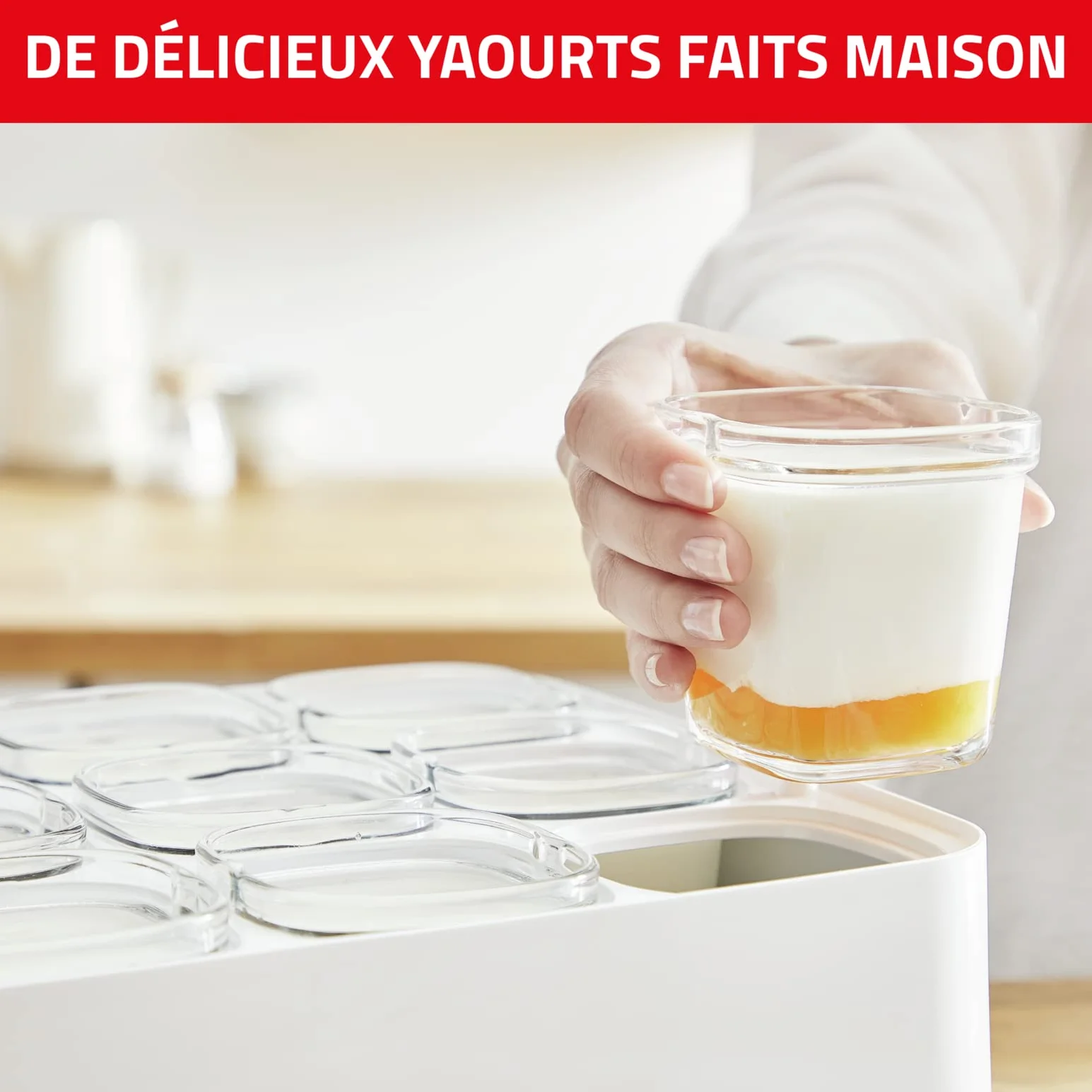 Seb Yaourtière 12 pots, Pots verre 140 ml, 5 programmes automatiques, Sans BPA, Compact, Yaourt maison & XF102000 Delices Box Coffret de Six Bouteilles Yaourt à Boire