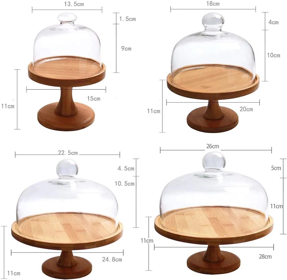 Présentoir à gâteaux, Table à Desserts, hôtel, Restaurant, présentoir à gâteaux, Fromage et Pain, Couvercle de Conservation des Aliments (Taille : 24,8 cm) (20 cm)