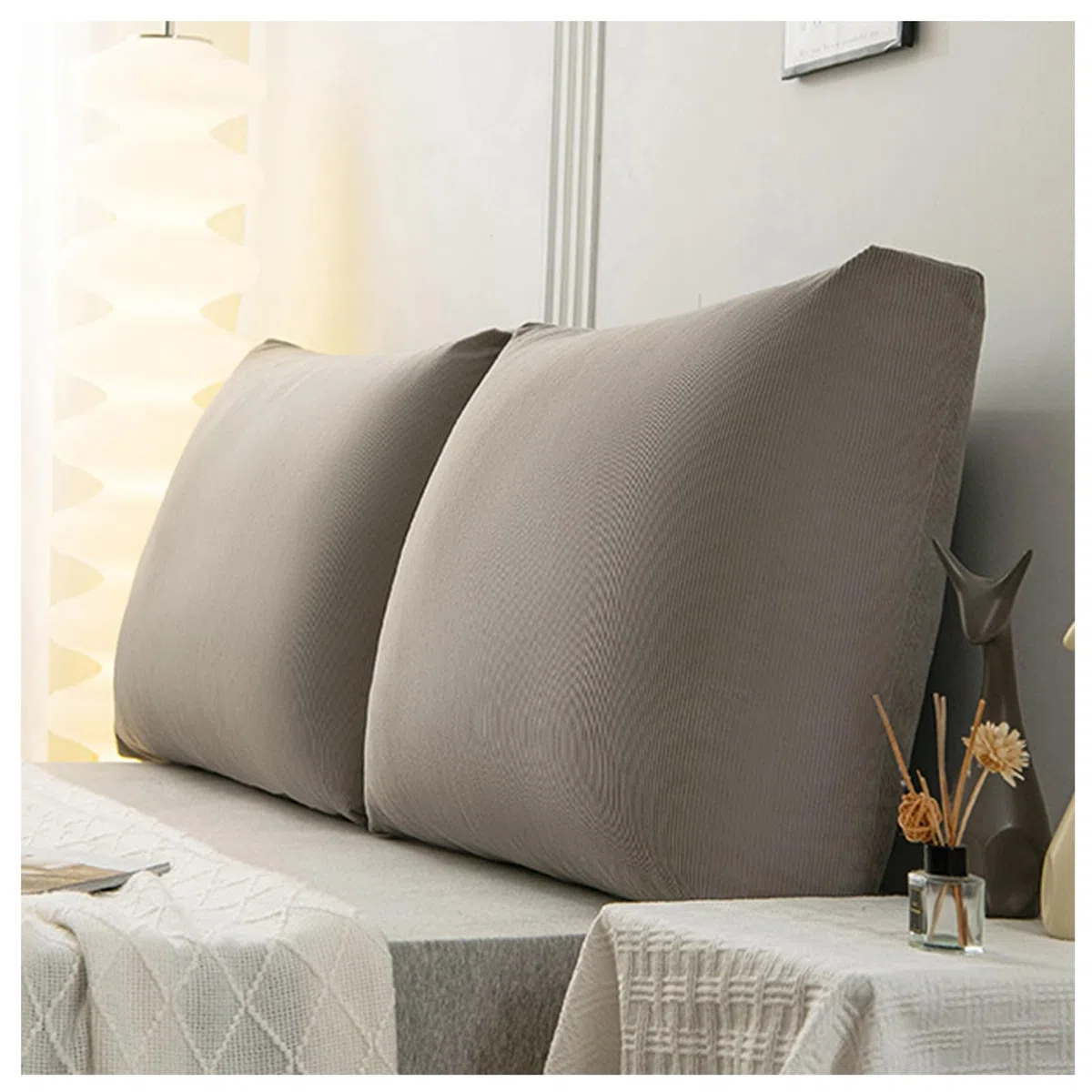 Coussin de soutien lombaire pour le bureau et la maison, grand coussin de soutien du dos doux, coussin de taille amovible pour chaises et canapés, idéal pour lire et se détendre