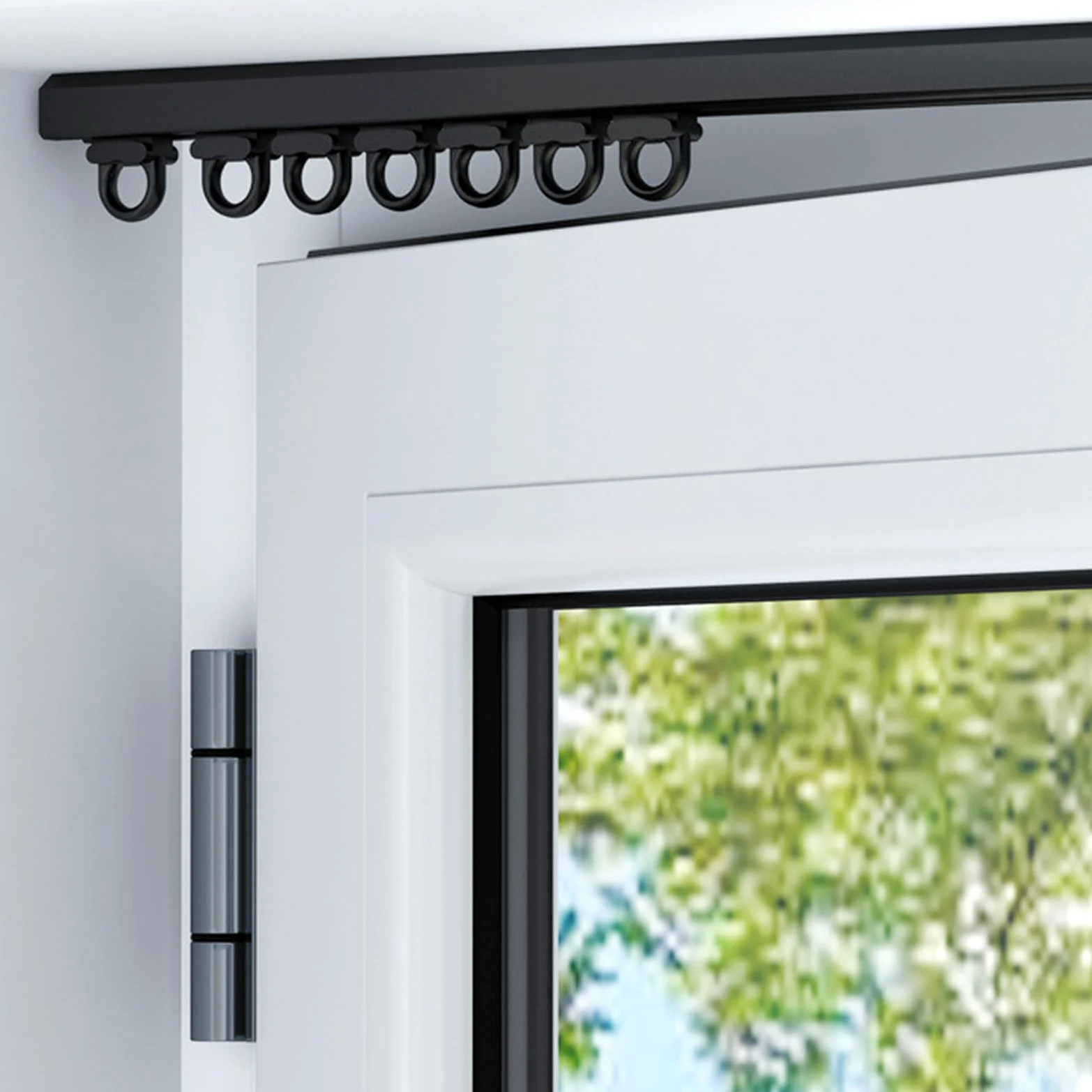 Système de tringle à rideaux, kit de tringle ultra-mince - Barres réglables de 170 cm en alliage d'aluminium noir pour douche silencieuse, fenêtres en baie et séparation de pièces - Idéal po