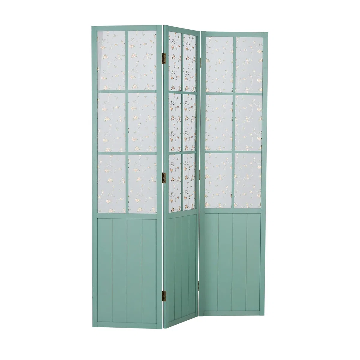Homestyle4u 2013 - Paravent - Séparateur de pièces en bois - Turquoise - 3 compartiments