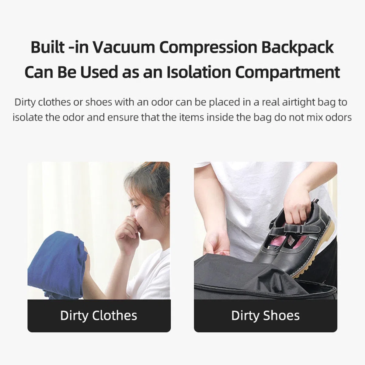SIXRUN Sac à Dos de Compression Sous Vide, Sac à Dos de Voyage Extensible et étanche avec Organisateur pour Ordinateur Portable de 17 Pouces et Compartiments Multi-secs et Humides