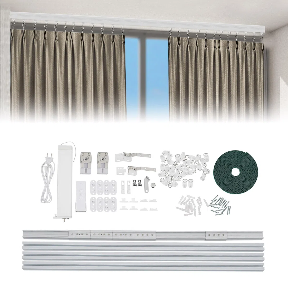 Rail de rideau motorisé, rail de rideau électrique avec rail automatique, système Smart Track Kit Smart Curtains