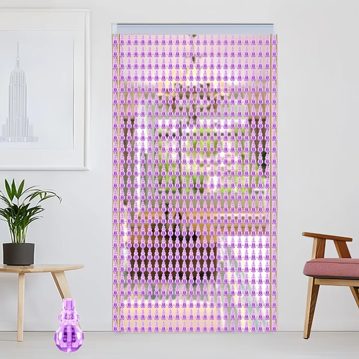 Rideaux de porte à perles – Rideaux à franges à paillettes pour séparateur de pièce, décoration de la maison, parfaits pour le salon, la chambre à coucher, l'armoire, la fête – Violet