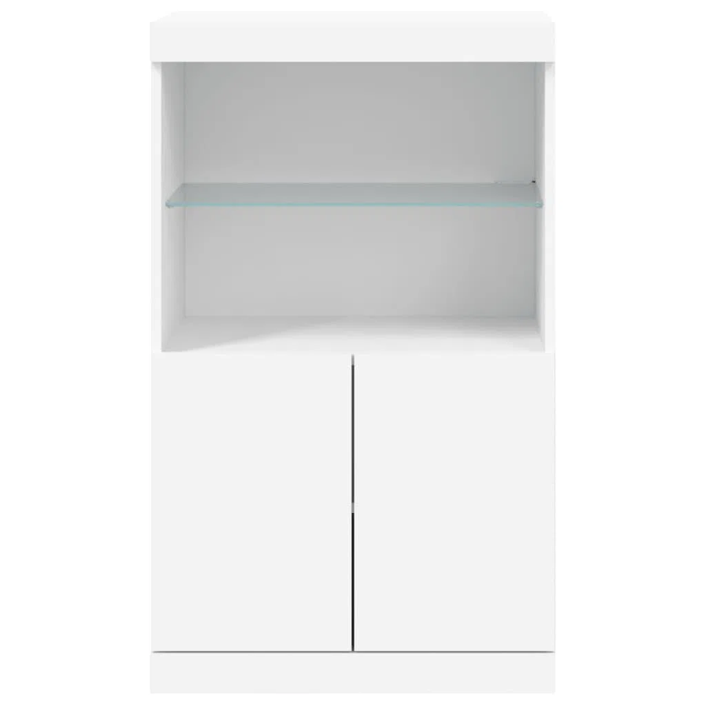 Buffet avec lumières LED blanches Buffet moderne avec lumières LED, grand rangement et surface vitrée résistante. 60,5 x 37 x 100 cm