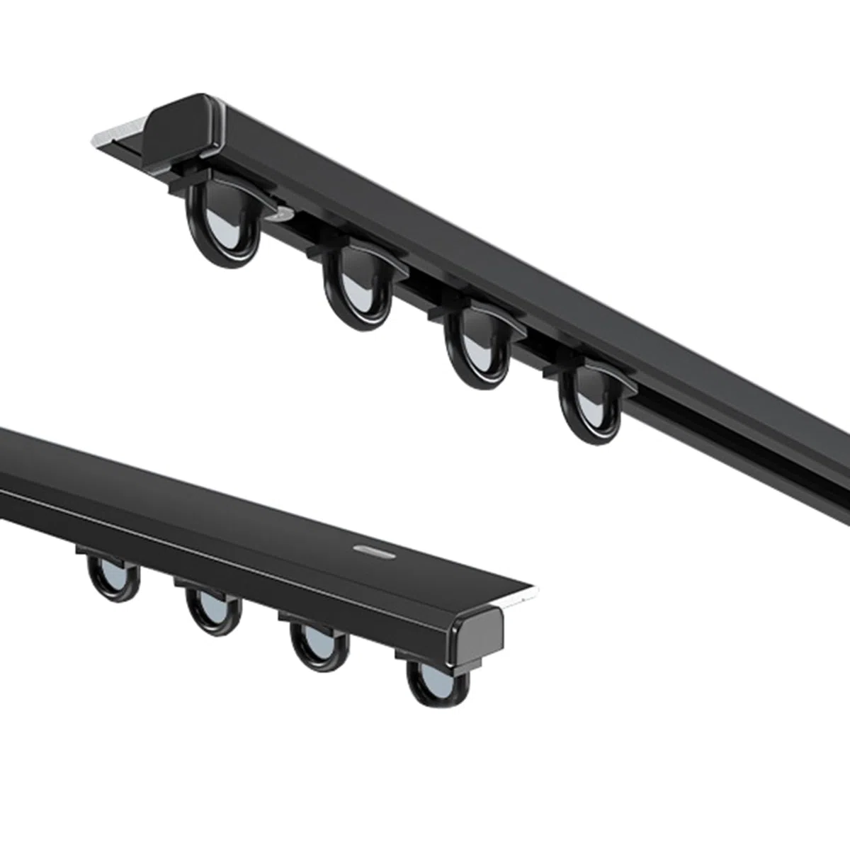 Système de tringle à rideaux, kit de tringle ultra-mince - Barres réglables de 170 cm en alliage d'aluminium noir pour douche silencieuse, fenêtres en baie et séparation de pièces - Idéal po