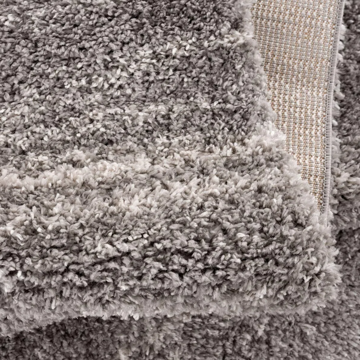Tapis de Salon à Poils Longs - Style Ethnique chiné - 200 x 290 cm - Gris crème - Tapis avec Franges