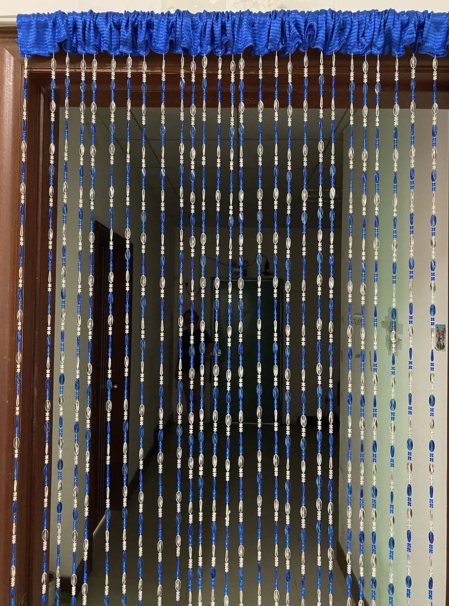 ZiDeTang Rideau de Porte en Acrylique avec Pompons Bleu foncé 300 x 250 cm