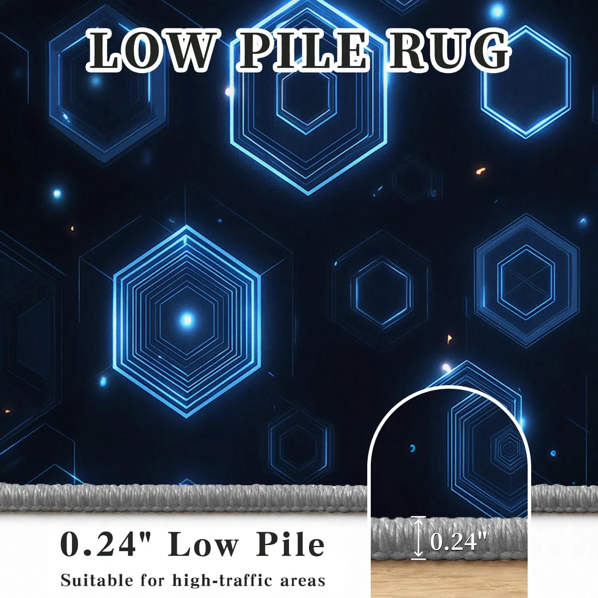 Générique Tapis Salon Gaming 150x210 Grand Tapis Nid d'abeille Bleu Marine