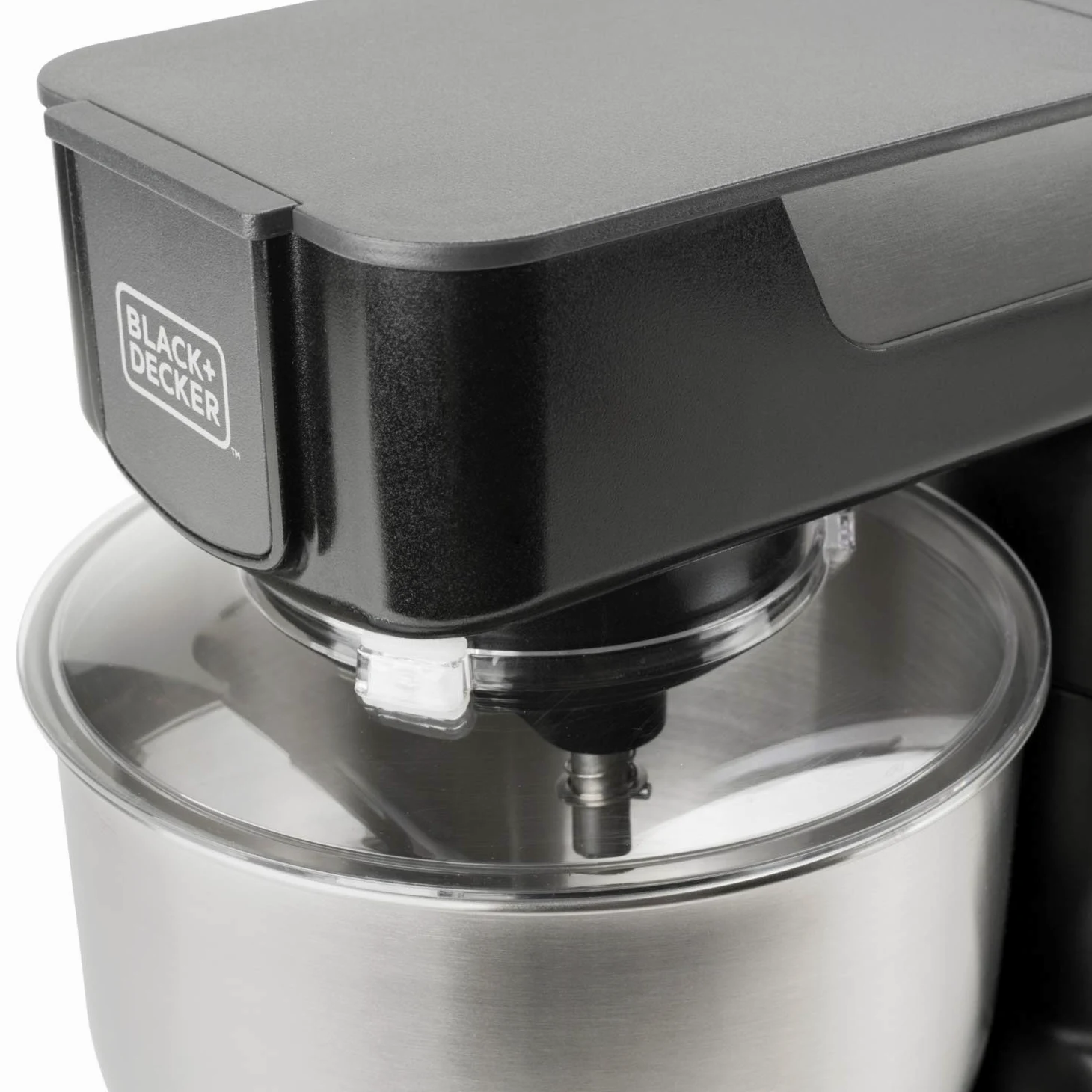 BLACK+DECKER BXKM1000E - Robot Patissier multifonction 1000W, 8 vitesses réglables + Turbo, bol de 5,2L, couvercle anti-éclaboussures, crochet batteur, crochet pétrisseur et crochet mélangeur